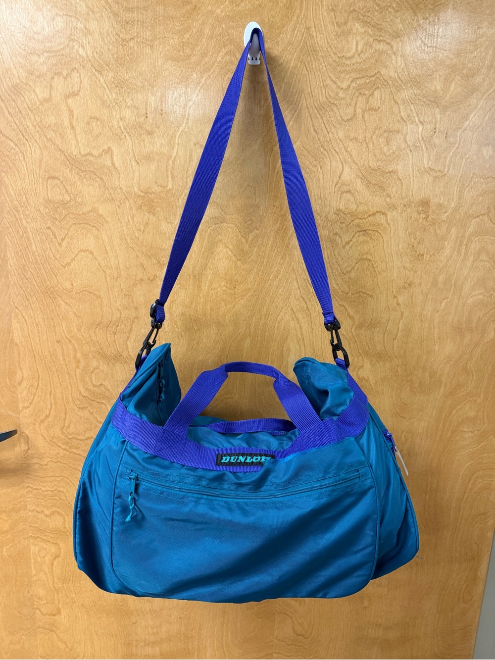 Vintage 90’s -Dunlap Teal and Purple Large Sports Duffel Bag